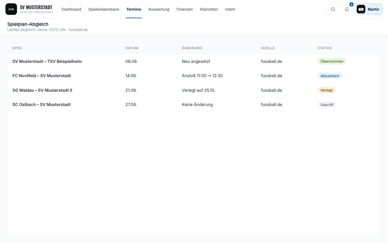 Screenshot: fussball.de-Abgleich