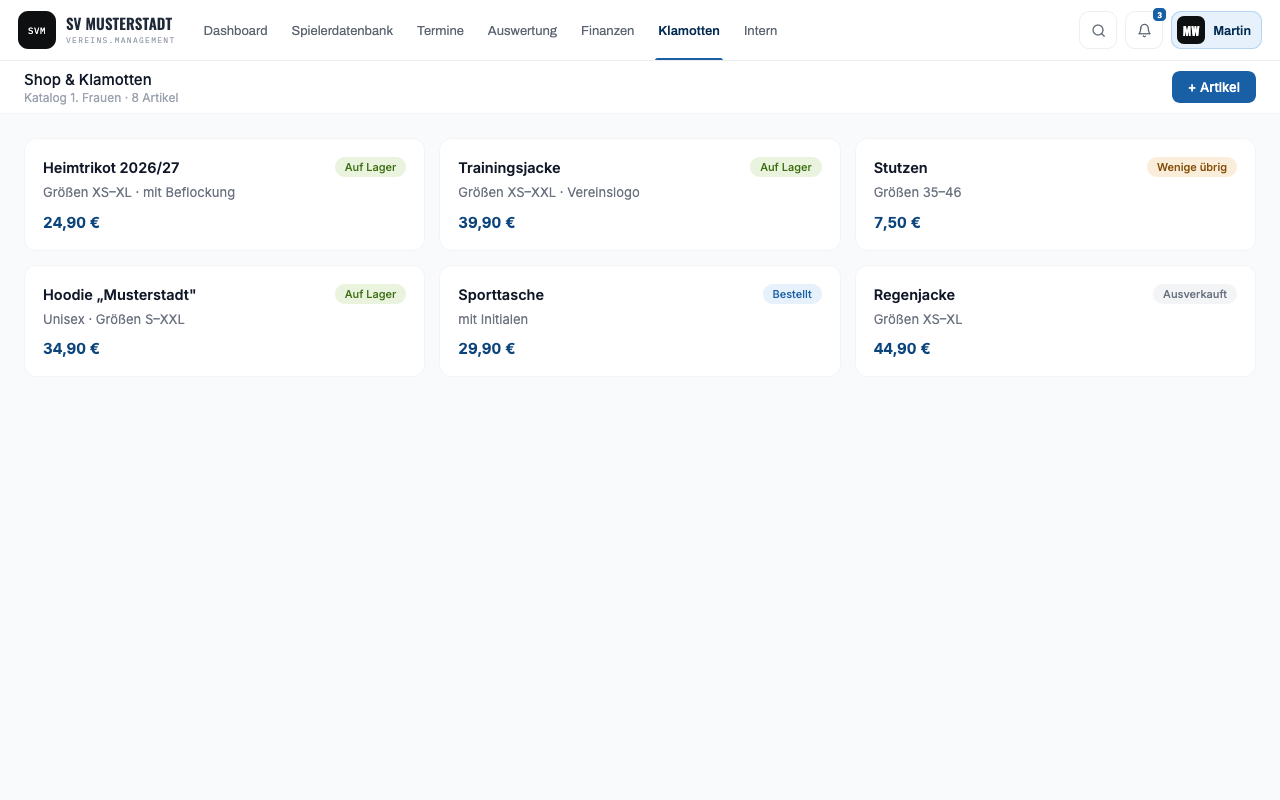 Screenshot: Shop & Klamotten